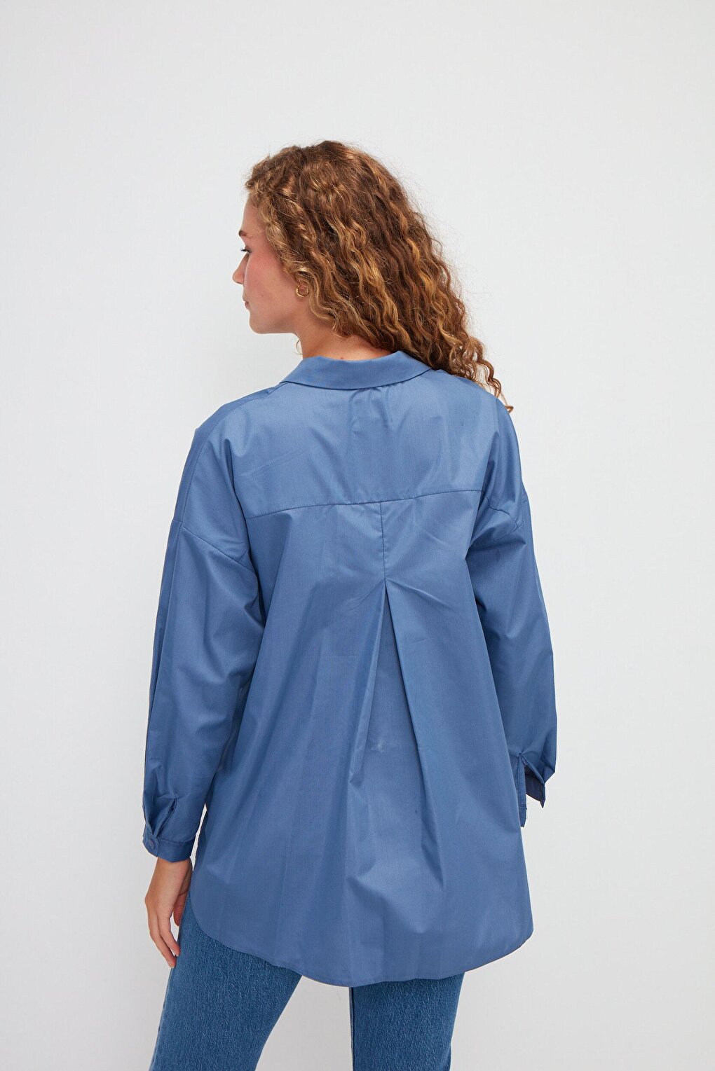 Plain Long Sleeve Oversize Poplin Shirt