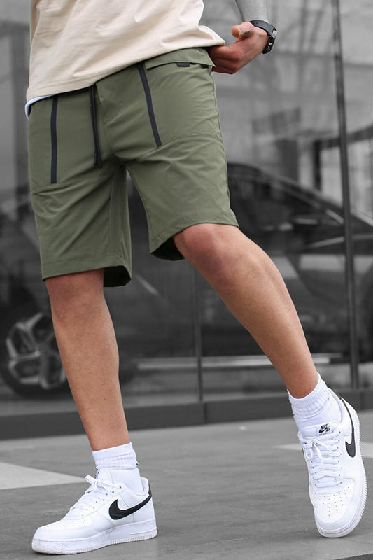 Khaki Basic Men's Capri Shorts with Pockets