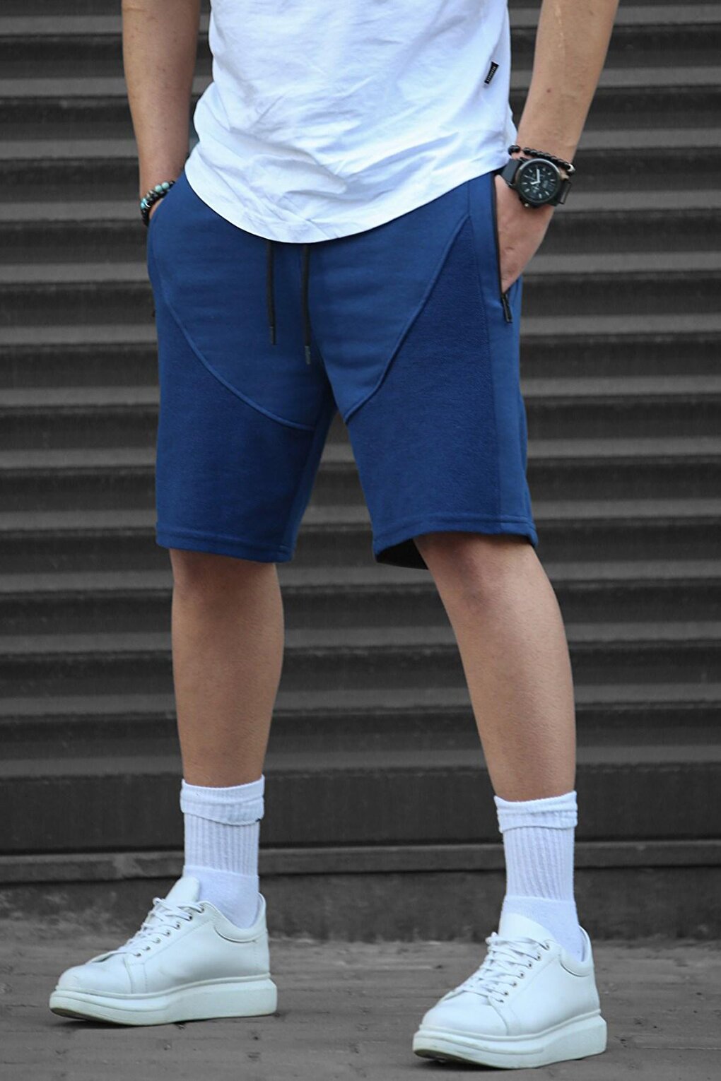 Navy Blue Men's Basic Capri Shorts