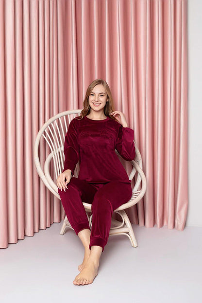 Women's Pajama Set French Velvet Awesome Today Embossed Cuff W20542293