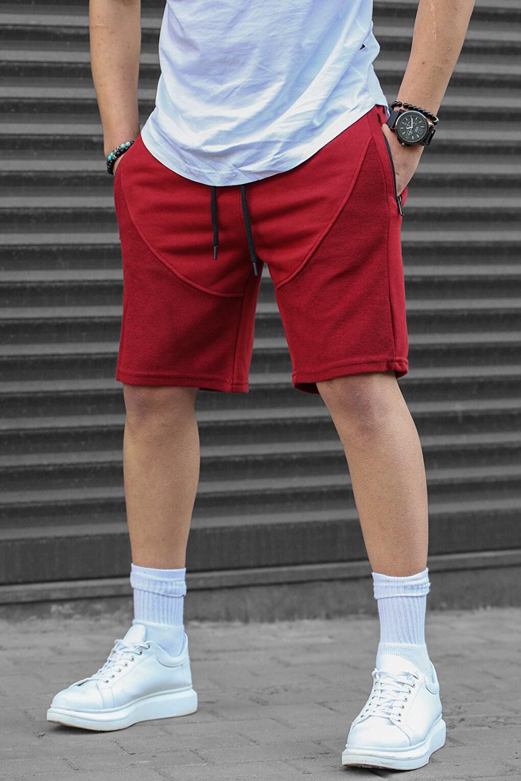 Claret Red Men's Basic Capri Shorts