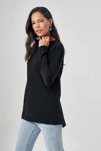 Lurex O-Neck Knitwear Black Tunic