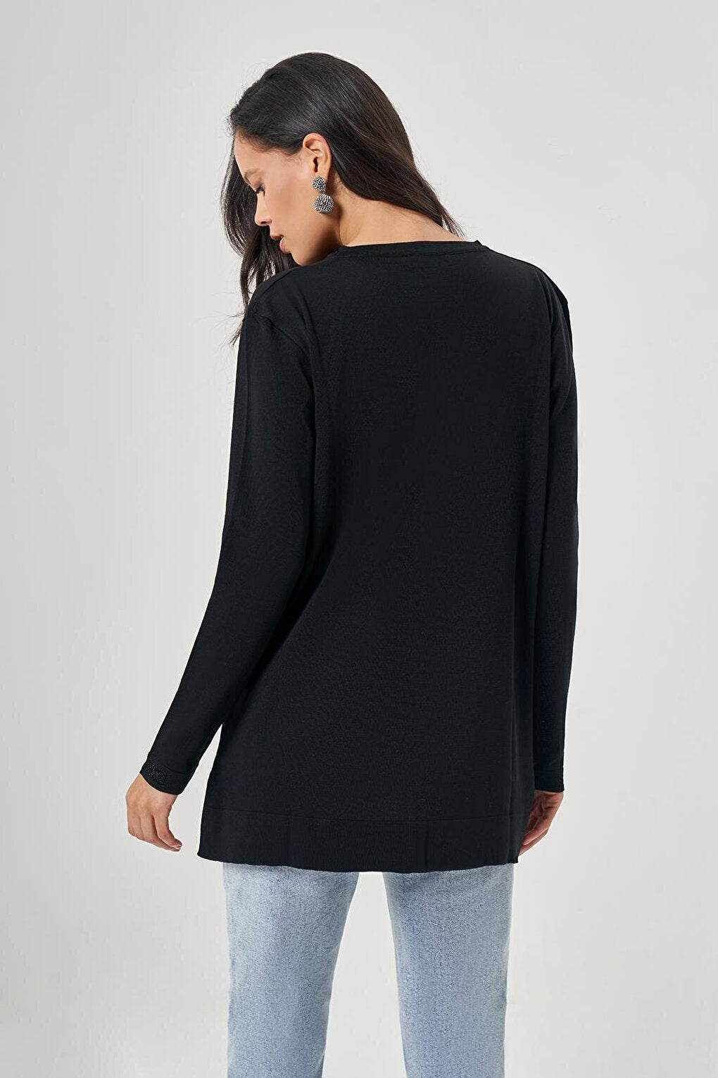 Lurex O-Neck Knitwear Black Tunic