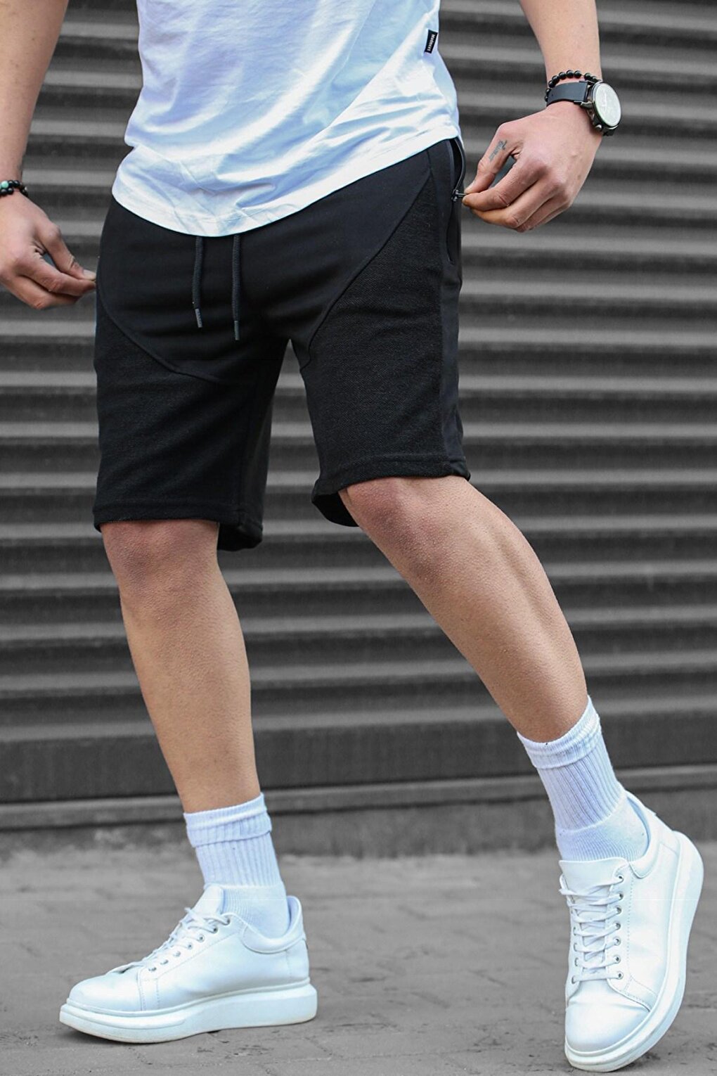 Black Men's Basic Capri Shorts