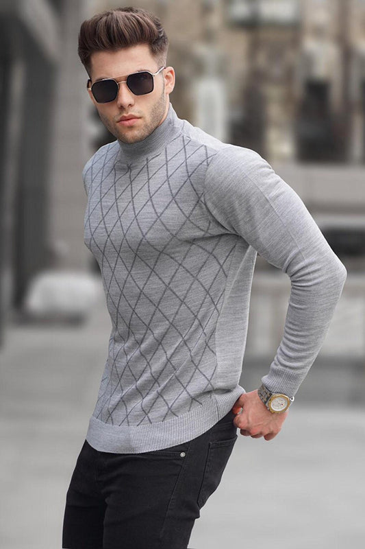 Gray Turtleneck Knitwear Sweater 5785