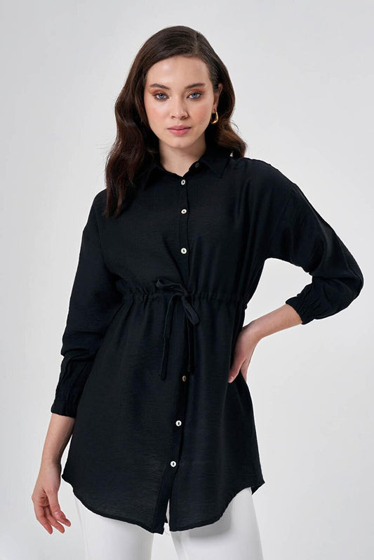 Lace-Up Black Tunic