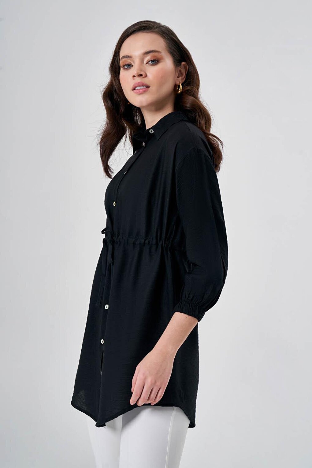 Lace-Up Black Tunic