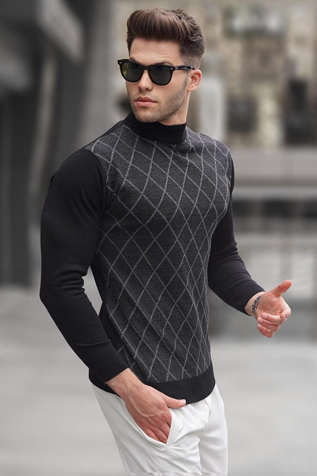 Black Turtleneck Knitwear Sweater 5785