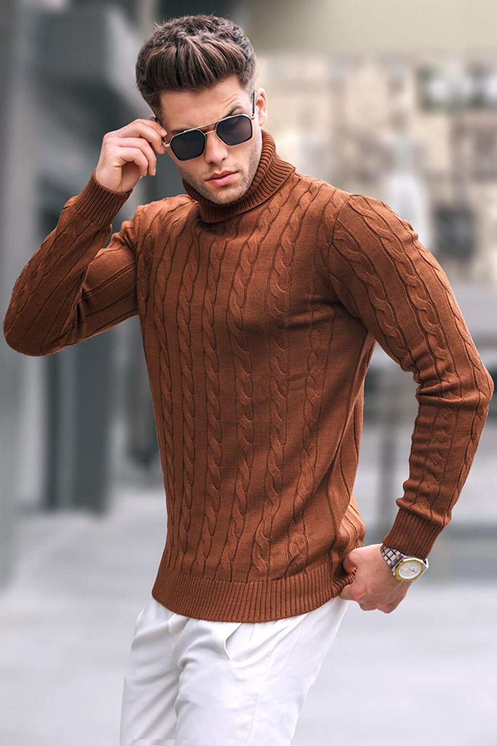 Camel Turtleneck Knitwear Sweater 5763