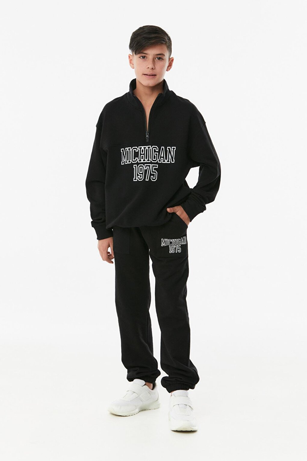 Text Printed Boy's Tracksuit Set