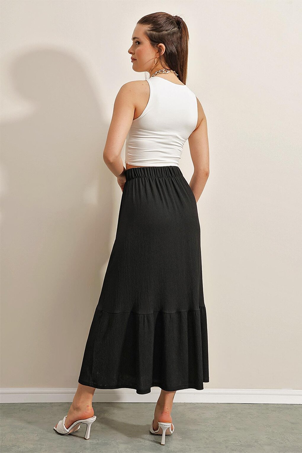 1886 Long Knitted Skirt - Black