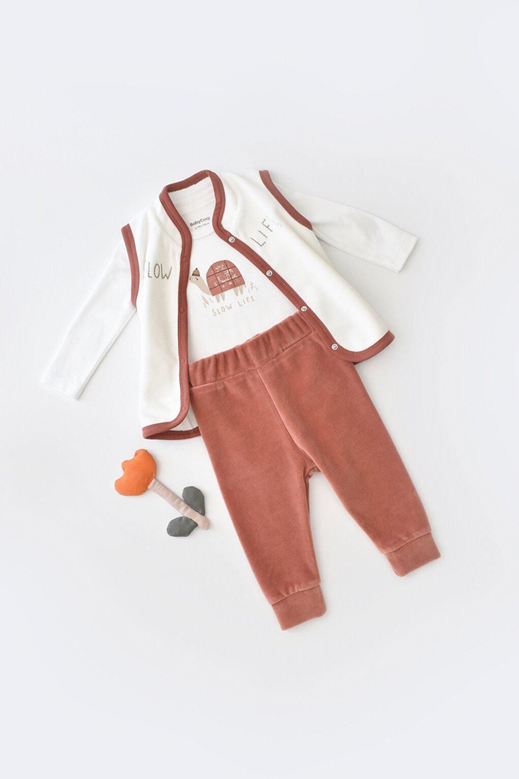 Velvet 3 Piece Set (Long Sleeve Bodysuit, Trousers, Vest)