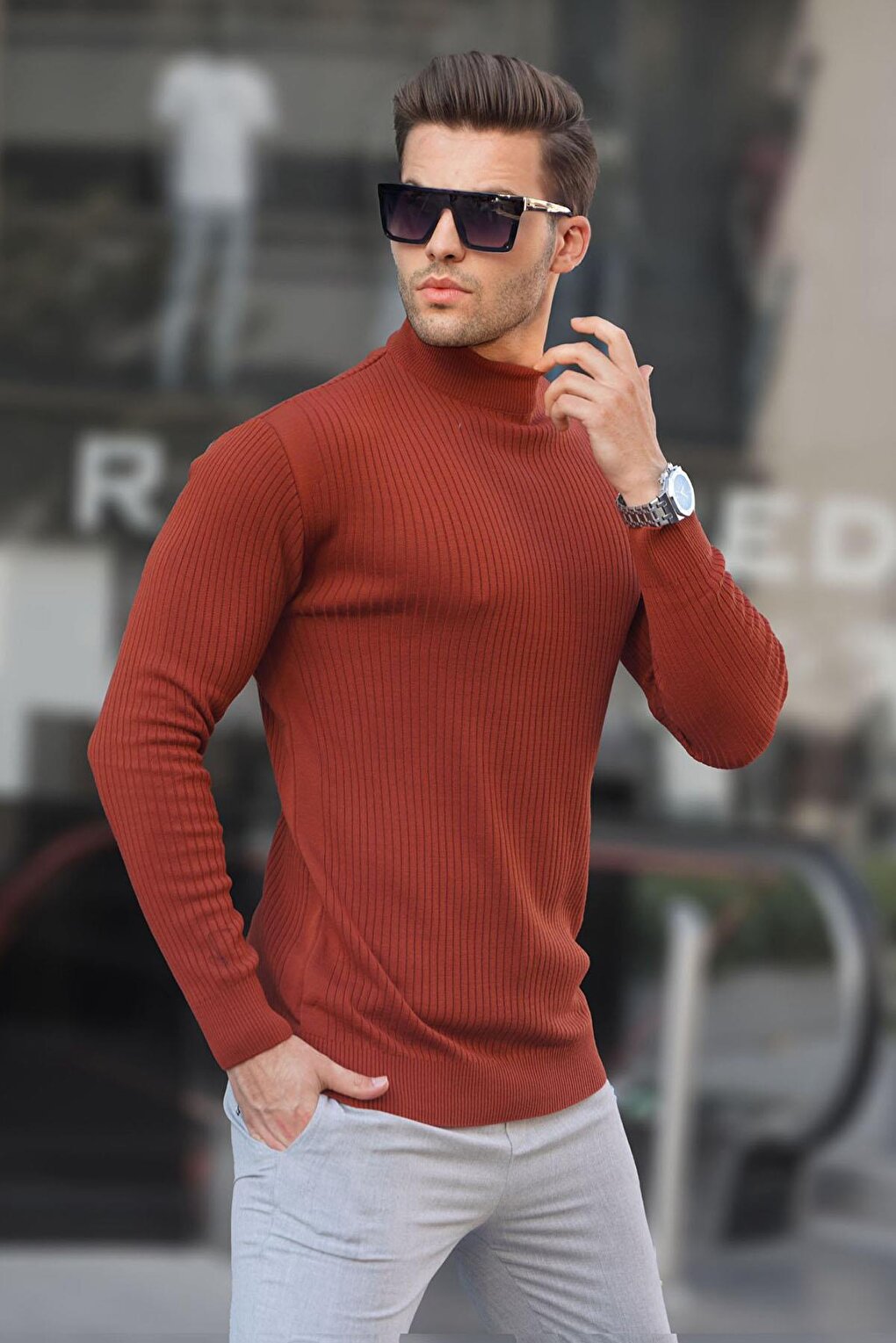 Tile Turtleneck Men's Knitwear Sweater 6822