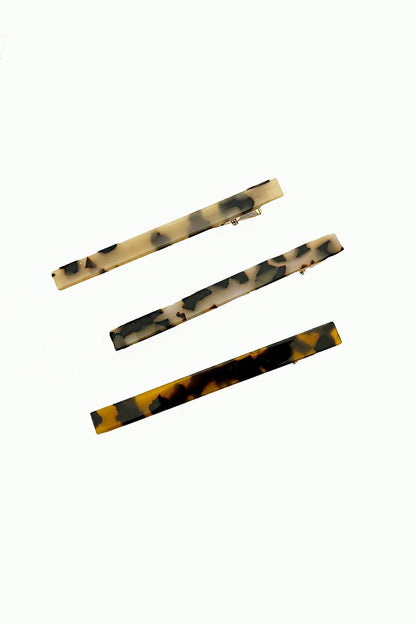 Acrylic Turtle Back Forceps Hair Clip Pack of 3