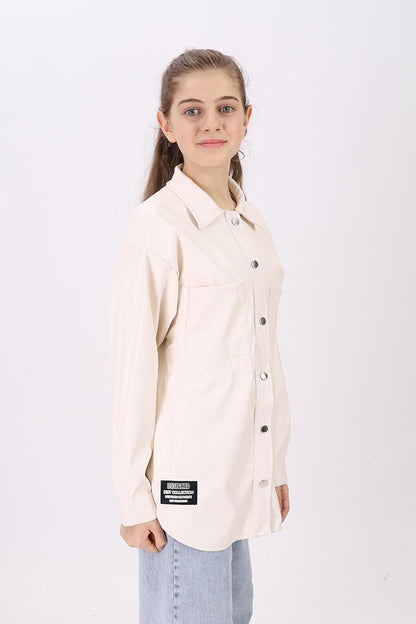 Girl's White Leather Shirt 9-14 Years Lx163