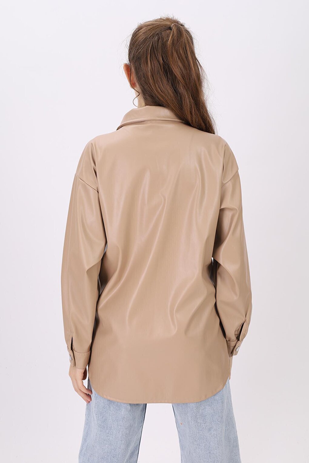 Girl's Cream Leather Shirt 9-14 Years Lx163