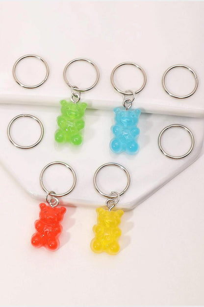 Set of 8 Hair Earrings with Jelly Bear Figures