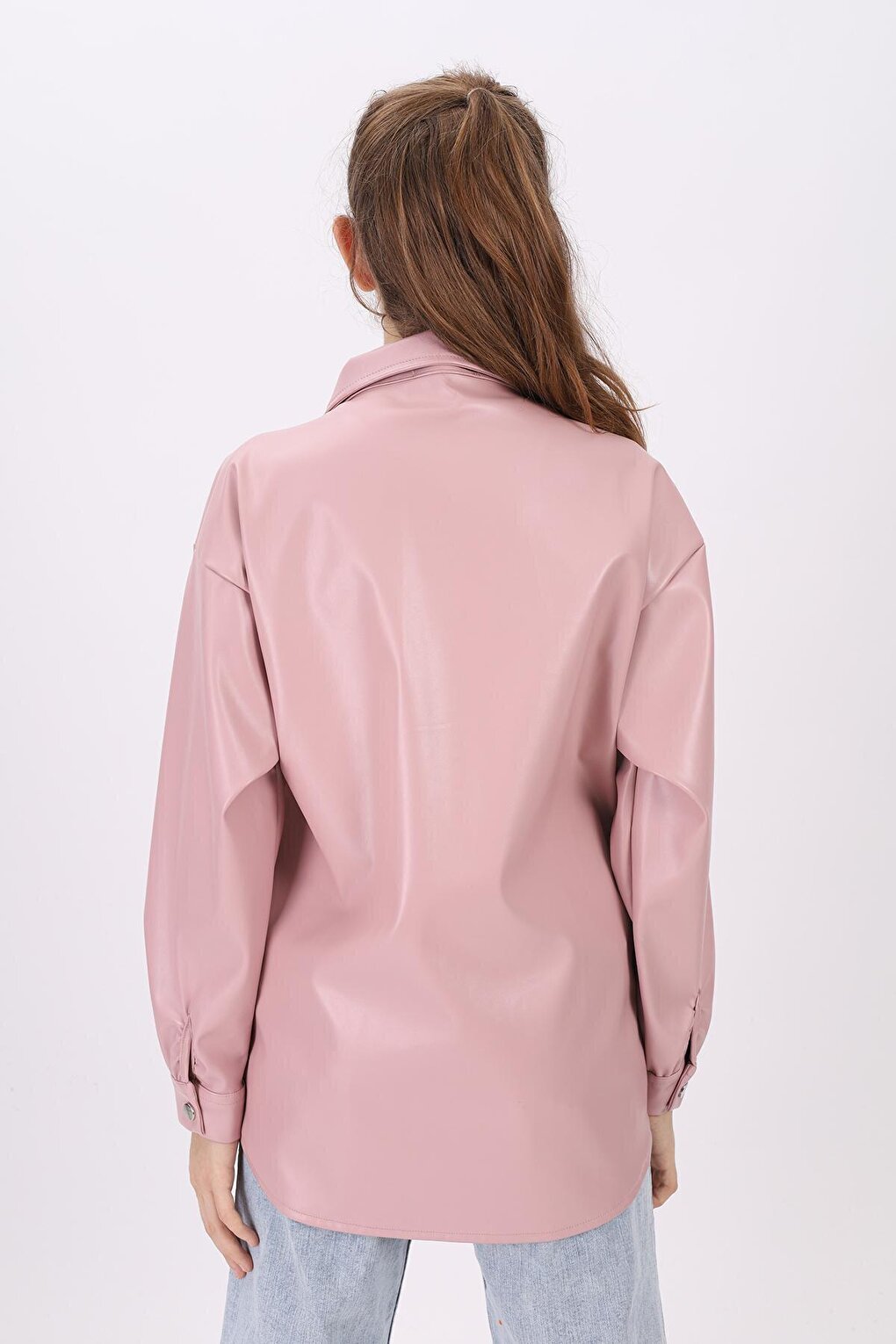 Girl Pink Leather Shirt 9-14 Years Lx163