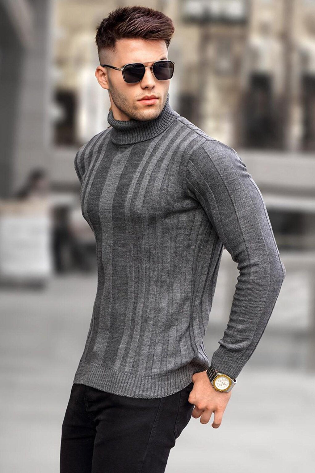 Anthracite Turtleneck Knitwear Sweater 5764