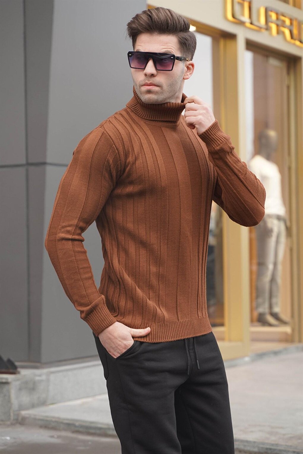 Camel Turtleneck Knitwear Sweater 5764