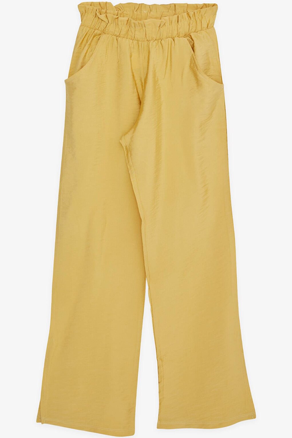 Girls' Trousers with Pockets and Slits on the Leg Mustard Yellow (Ages 8-14)