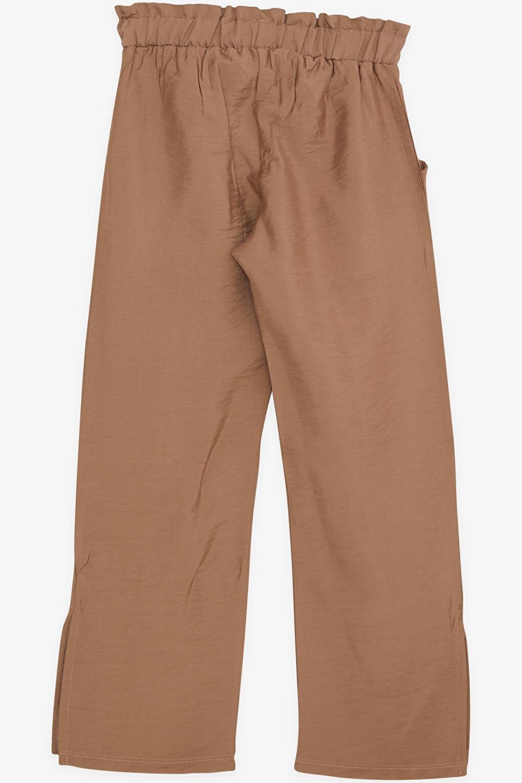 Girl's Trousers with Pockets and Slits on the Leg, Brown (Ages 8-14)