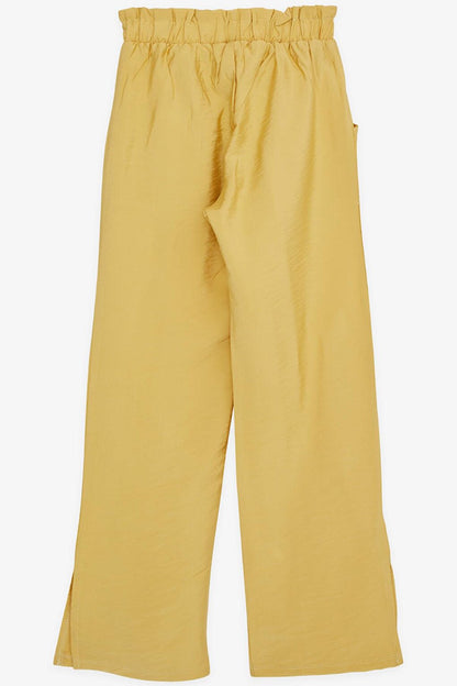 Girls' Trousers with Pockets and Slits on the Leg Mustard Yellow (Ages 8-14)