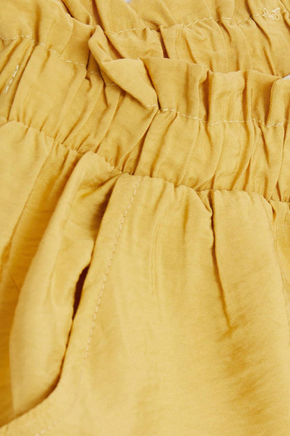 Girls' Trousers with Pockets and Slits on the Leg Mustard Yellow (Ages 8-14)