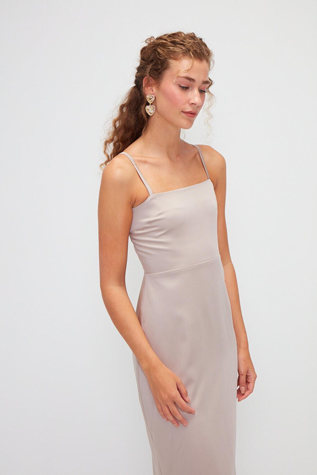 Straight Strap Silk Satin Invitation Dress