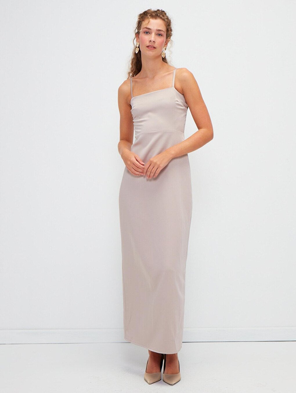 Straight Strap Silk Satin Invitation Dress