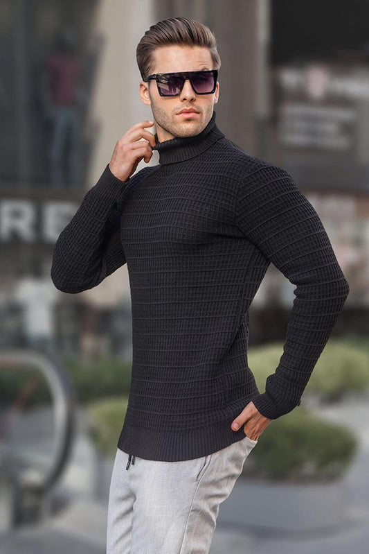 Black Turtleneck Knitwear Sweater 6832