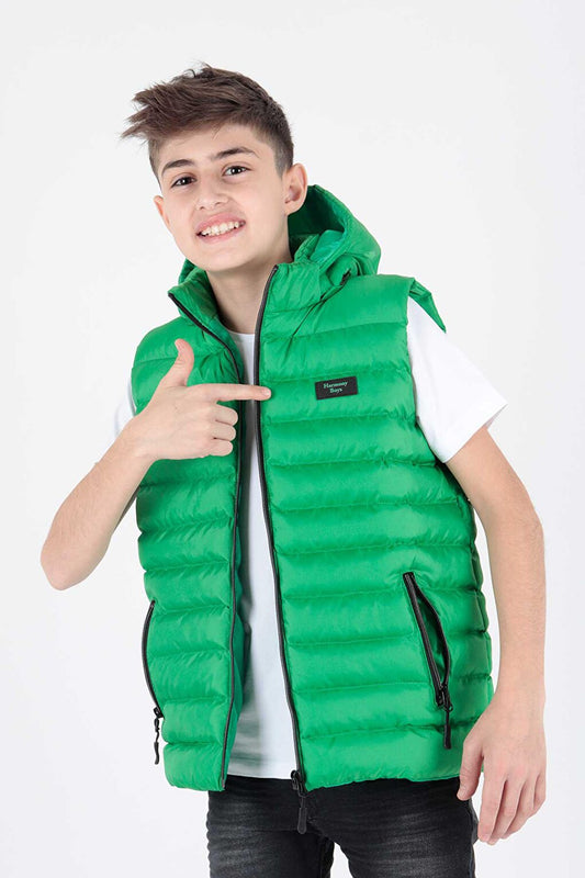 Boy's Fashion Trend Hooded Puffer Vest Ak215051