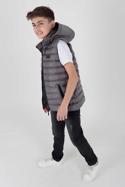 Boy's Fashion Trend Hooded Puffer Vest Ak215051