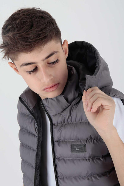 Boy's Fashion Trend Hooded Puffer Vest Ak215051