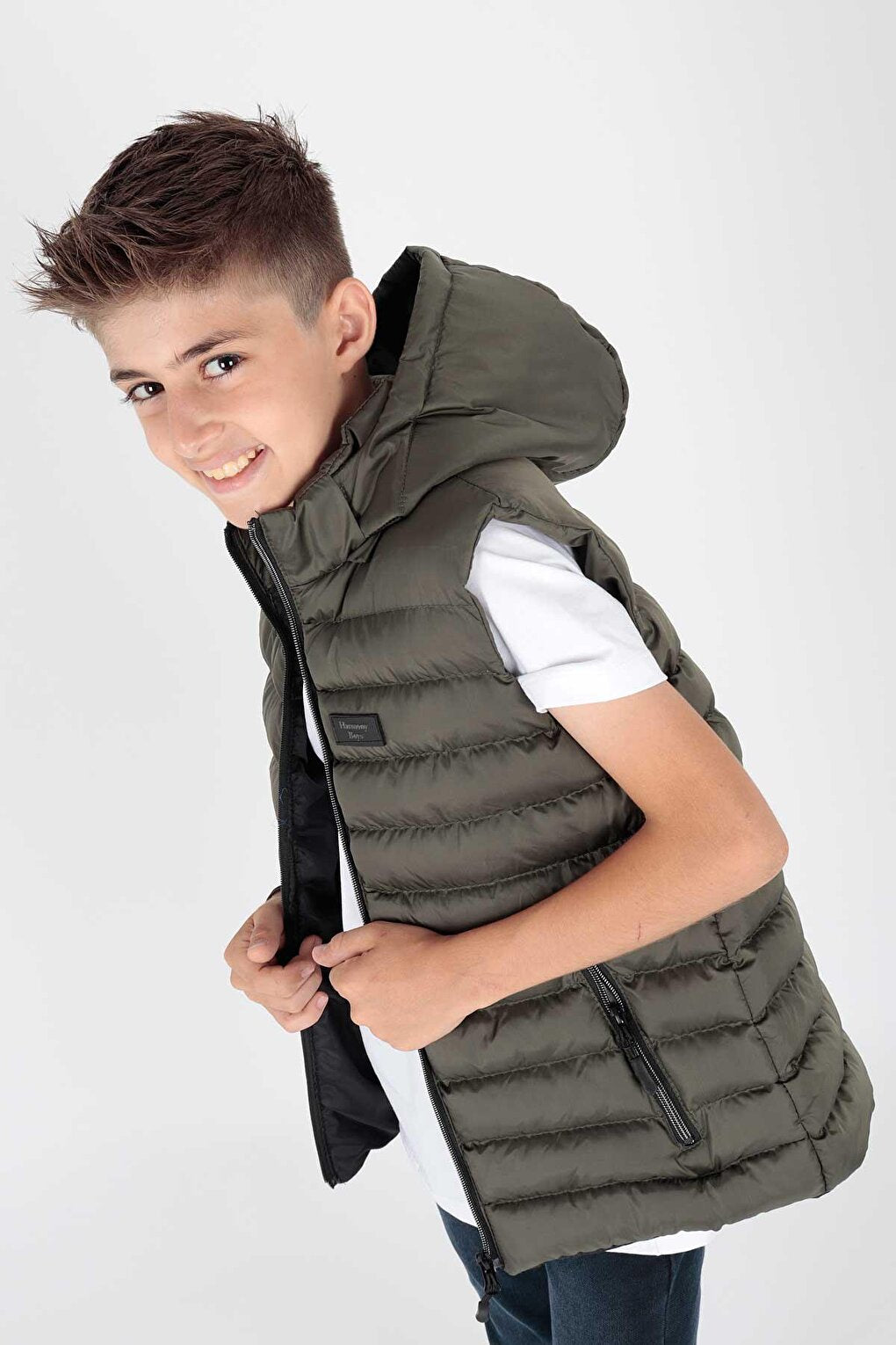 Boy's Fashion Trend Hooded Puffer Vest Ak215051