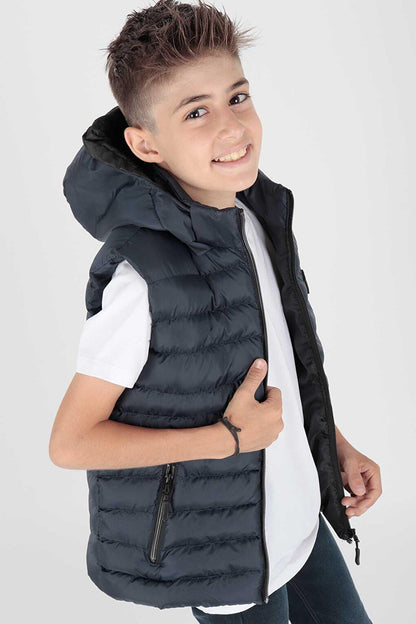 Boy's Fashion Trend Hooded Puffer Vest Ak215051