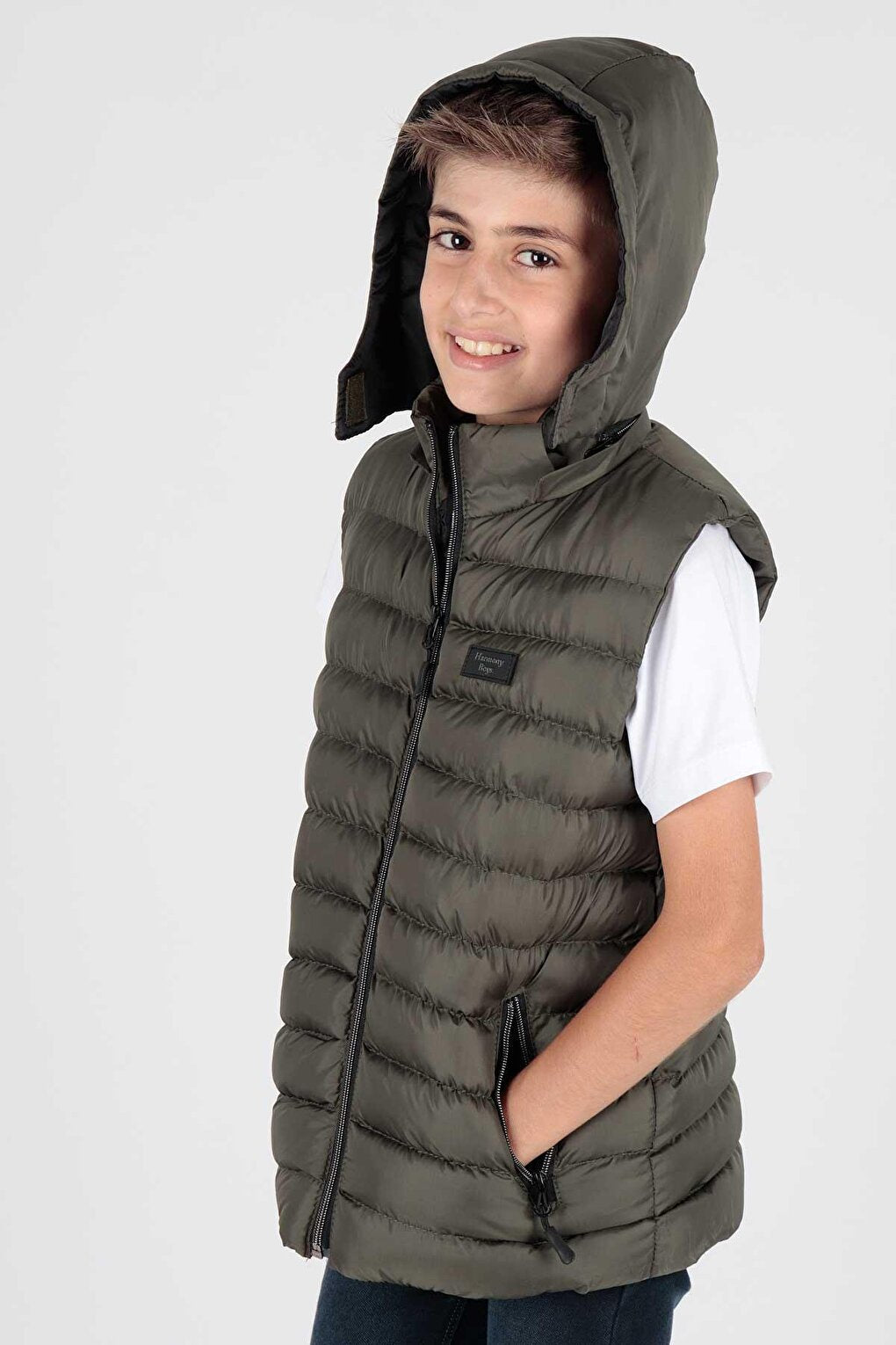 Boy's Fashion Trend Hooded Puffer Vest Ak215051