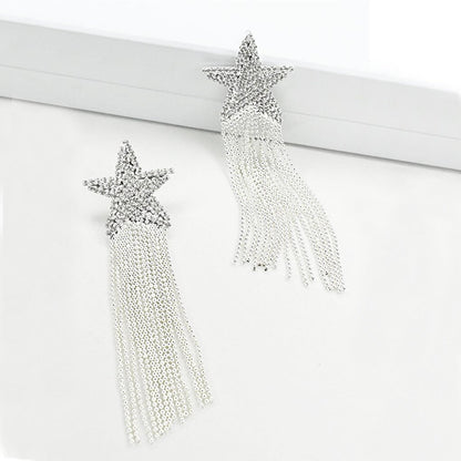 Stone Dangle Star Earring Silver