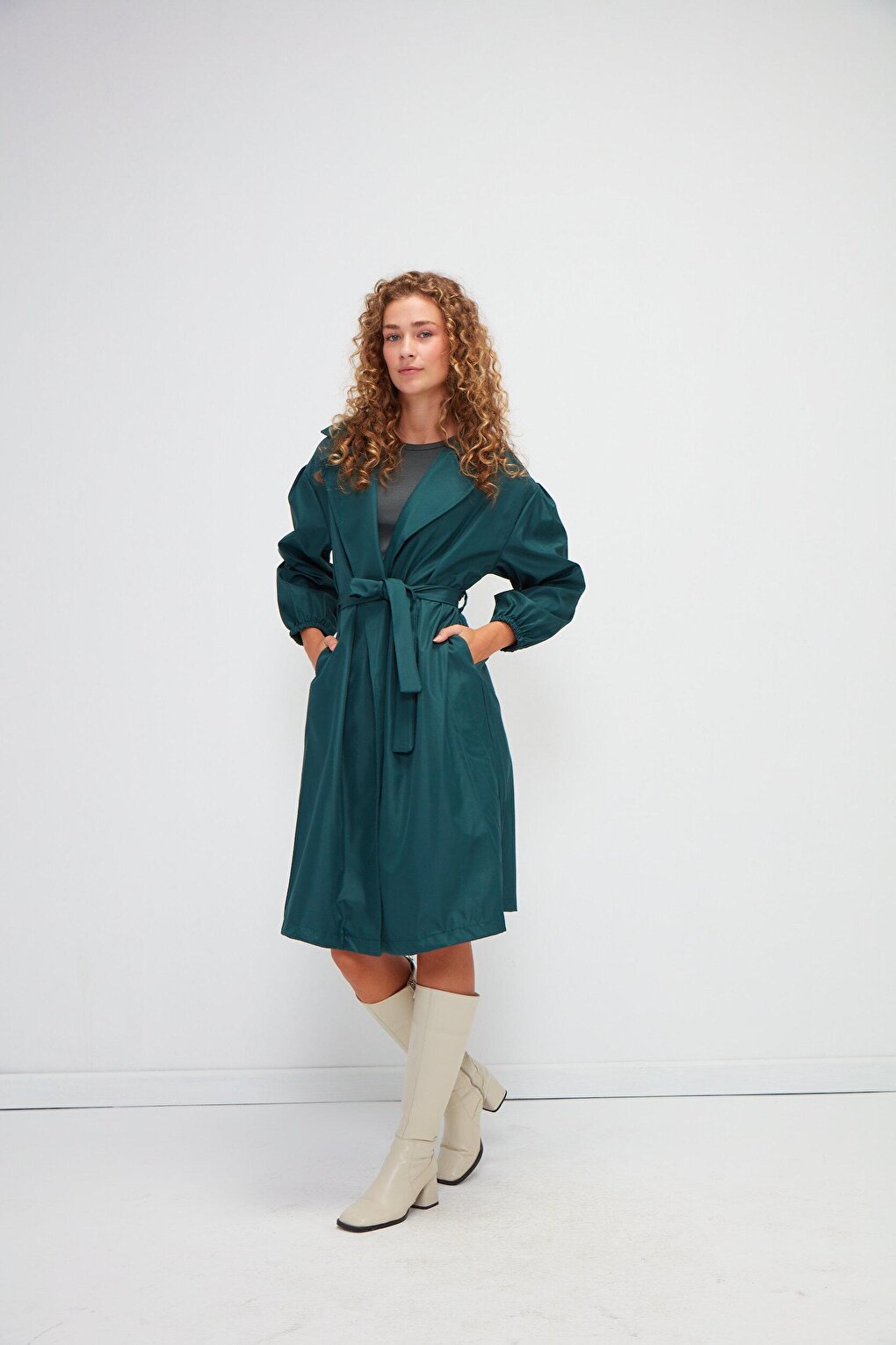 Jacket Collar Plain Long Sleeve Women's Trench Coat