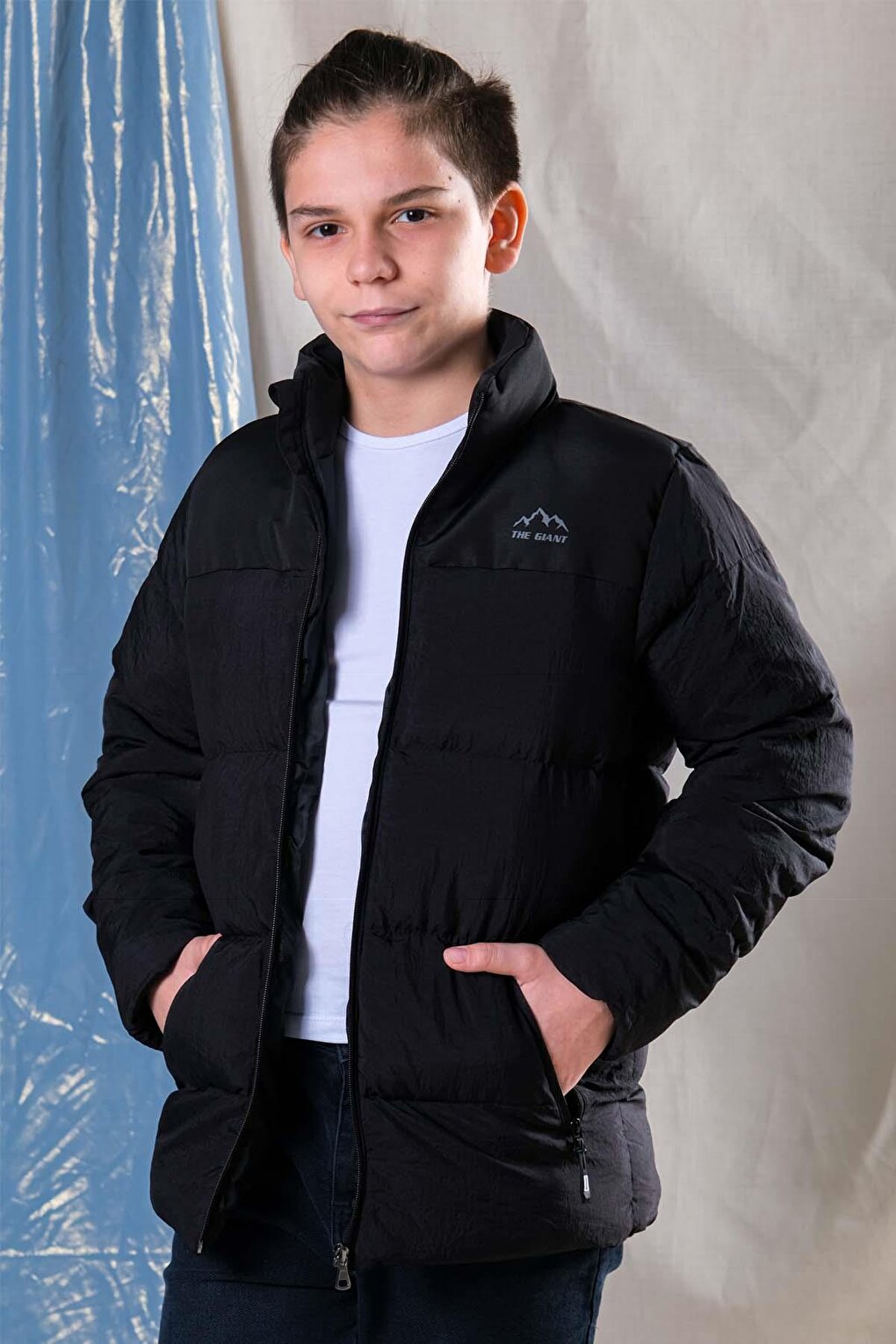 Boy's Thick Puffer Coat with Pocket Detail and Zipper