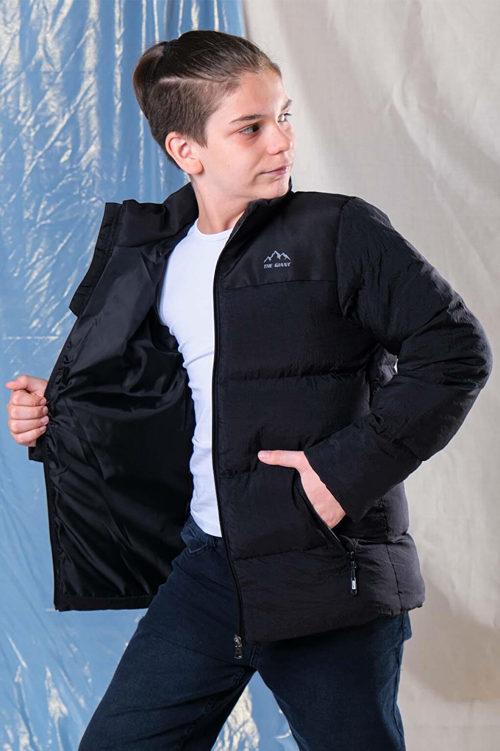 Boy's Thick Puffer Coat with Pocket Detail and Zipper