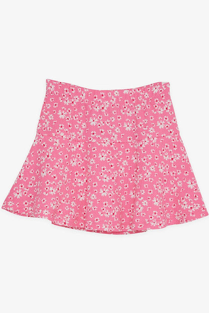 Girl's Skirt with Shorts Floral Patterned Pink (6-12 Years)