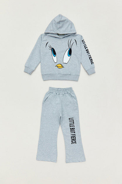 Printed Hooded Unisex Kids Tracksuit Set