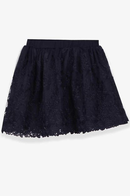 Girl's Skirt Flower Laced Navy Blue (Age 8-11)