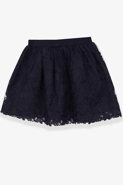 Girl's Skirt Flower Laced Navy Blue (Age 8-12)