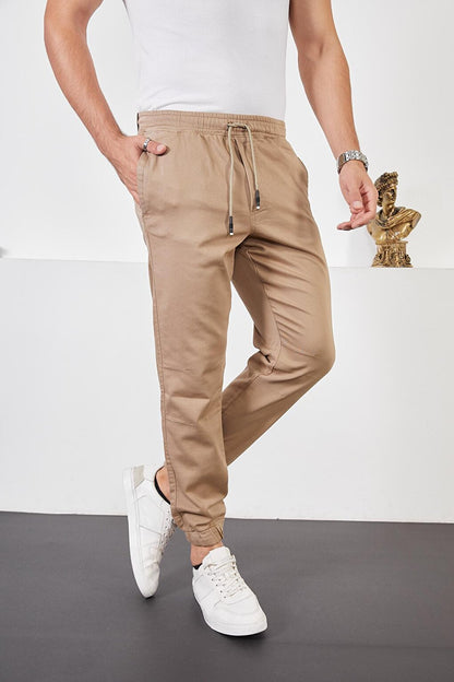 Men's Mink Cotton Jogger Pants with Elastic Waist and Legs