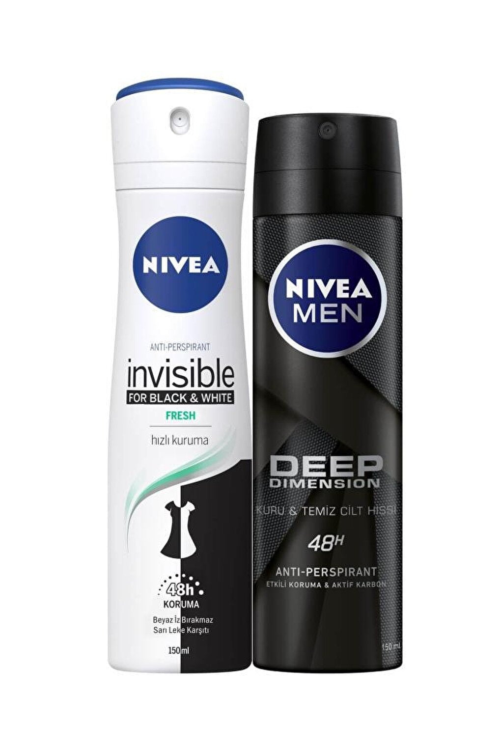 Black &amp; White Fresh Women's Deodorant Spray 150 ml Deep Dimension Men's Deodorant Spray 150 ml