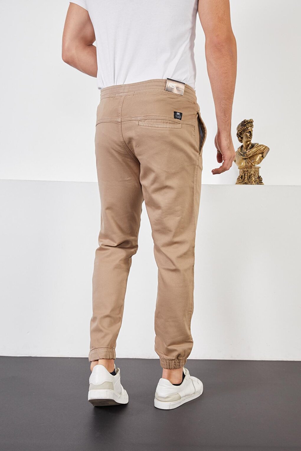 Men's Mink Cotton Jogger Pants with Elastic Waist and Legs