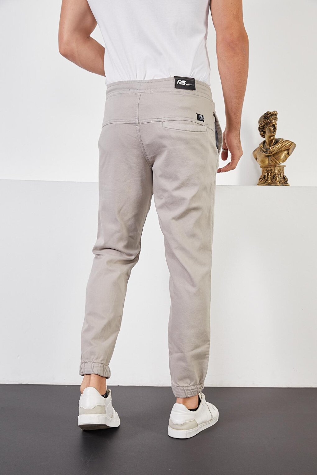 Men's Stone Cotton Jogger Pants with Elastic Waist and Legs