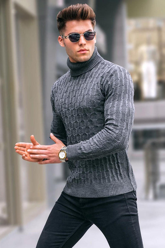 Anthracite Turtleneck Knitwear Sweater 5759